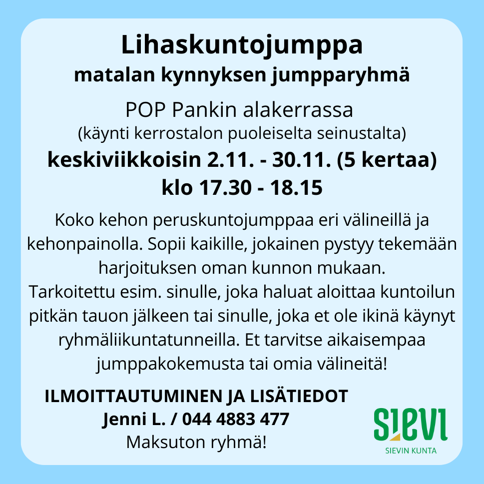 Matalan Kynnyksen Lihaskuntojumppa | Sievin Kunta